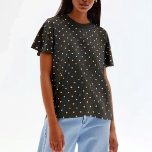 Pure cotton beaded black casual top